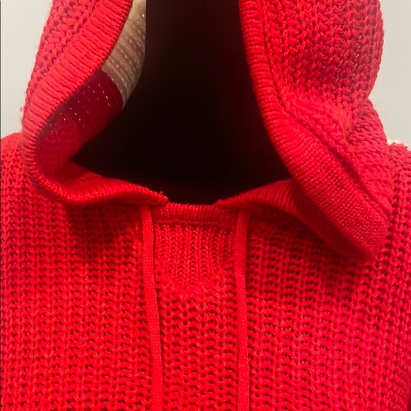 Red and White Hooded Women's Sweater - Picture 4 of 4